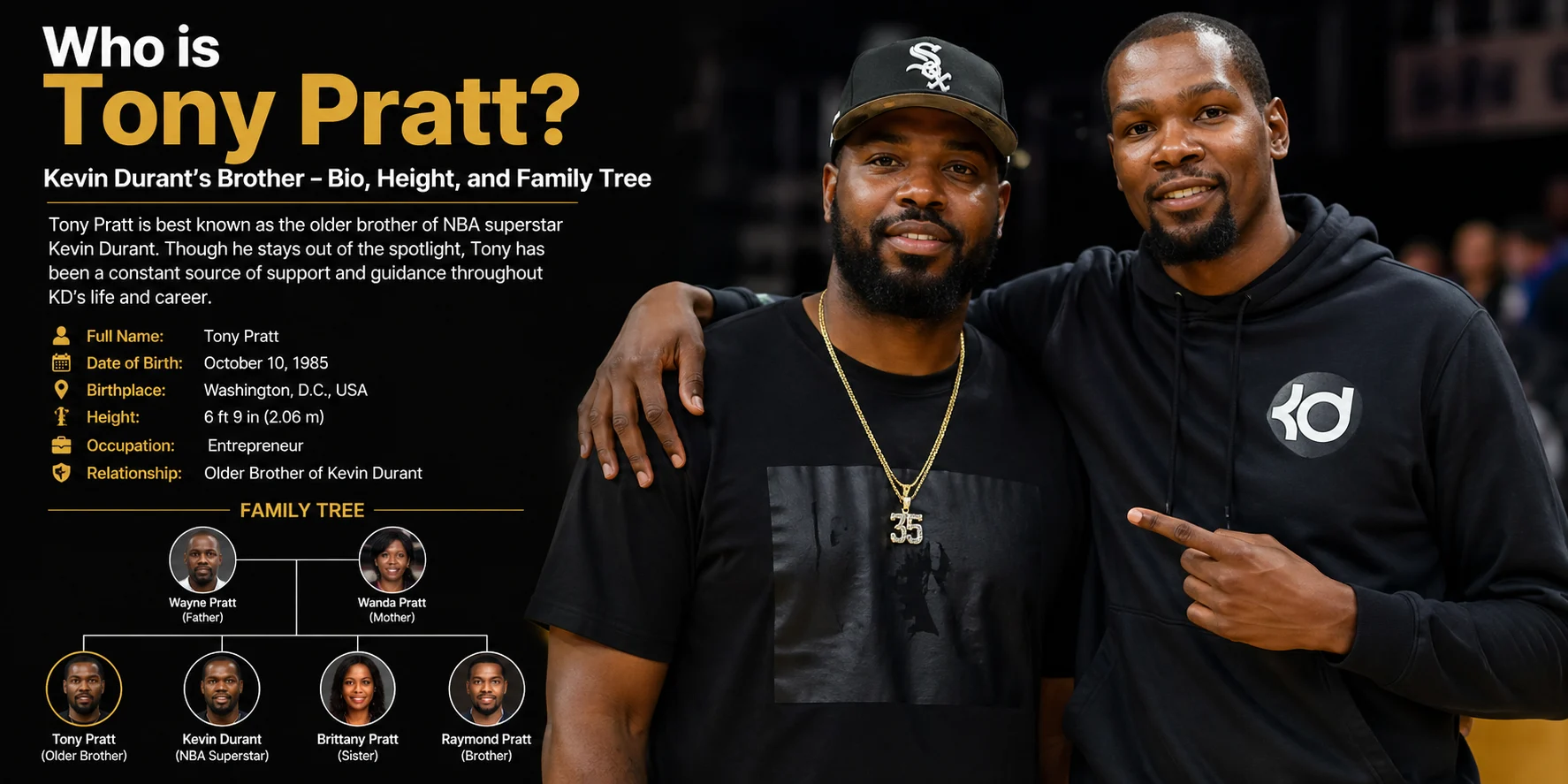 Kevin Durant’s brothers, Tony Durant and Tony (Rayvonne) Pratt, sitting courtside at an NBA game with their mother, Wanda Durant.